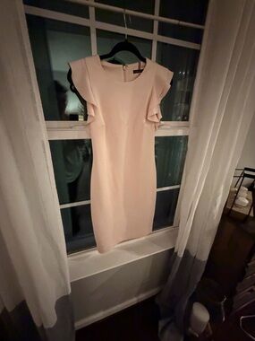 Tommy Hilfiger Blush Pink Ruffle-Sleeve Midi Dress